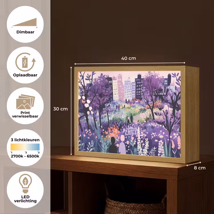 Lightbox - Wandlamp - Park - Bomen - Bloemen - Gebouwen — 10