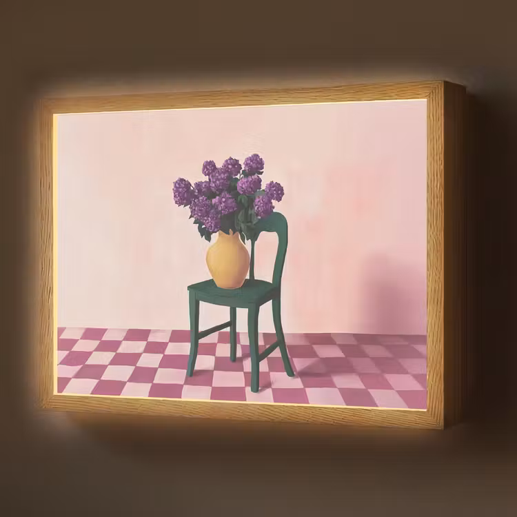 Lightbox - Wandlamp - Stoel - Vaas - Bloemen - Geblokt — 1