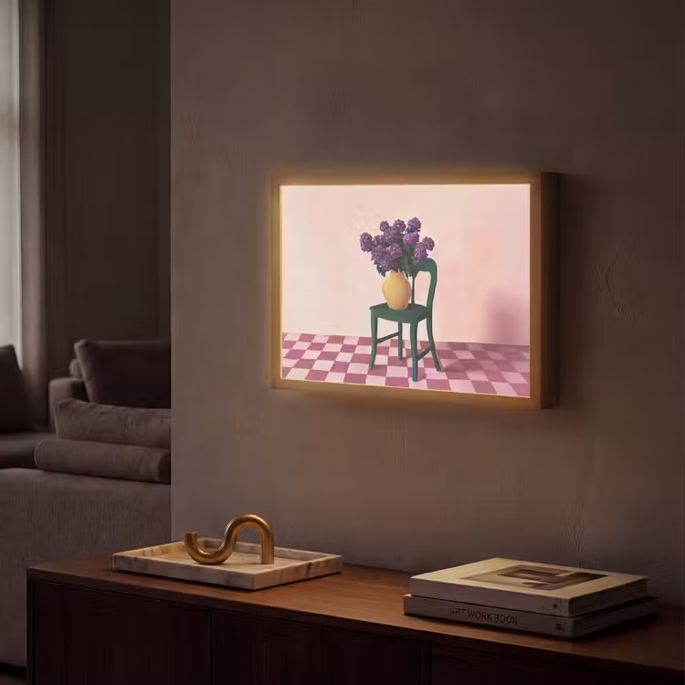 Lightbox - Wandlamp - Stoel - Vaas - Bloemen - Geblokt — 2