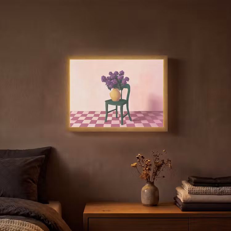 Lightbox - Wandlamp - Stoel - Vaas - Bloemen - Geblokt — 3