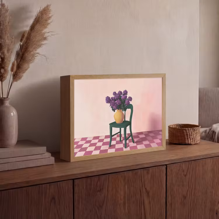 Lightbox - Wandlamp - Stoel - Vaas - Bloemen - Geblokt — 4