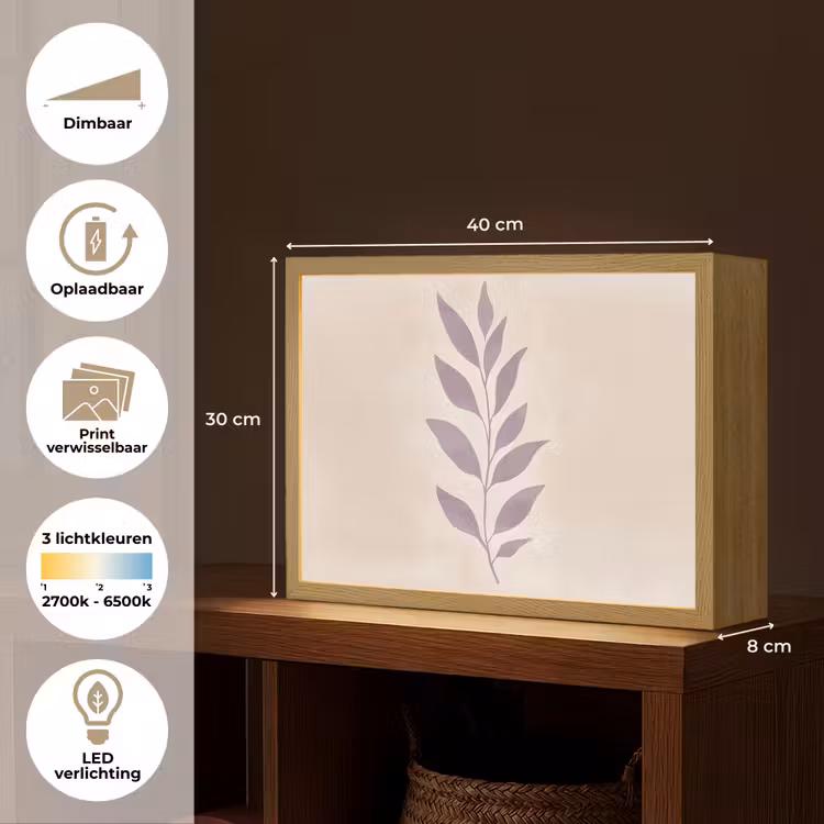 Lightbox - Wandlamp - Tak - Bladeren - Minimalistisch - Beige — 10