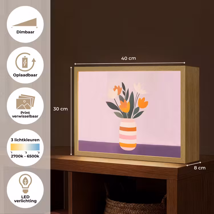 Lightbox - Wandlamp - Tulpen - Vaas - Strepen - Paars — 10