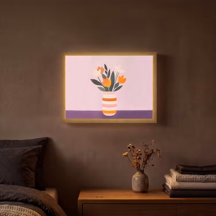 Lightbox - Wandlamp - Tulpen - Vaas - Strepen - Paars — 3