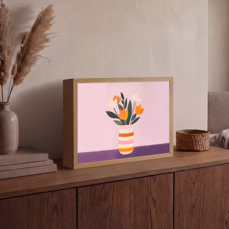 Lightbox - Wandlamp - Tulpen - Vaas - Strepen - Paars — 4