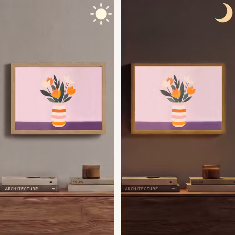 Lightbox - Wandlamp - Tulpen - Vaas - Strepen - Paars — 6