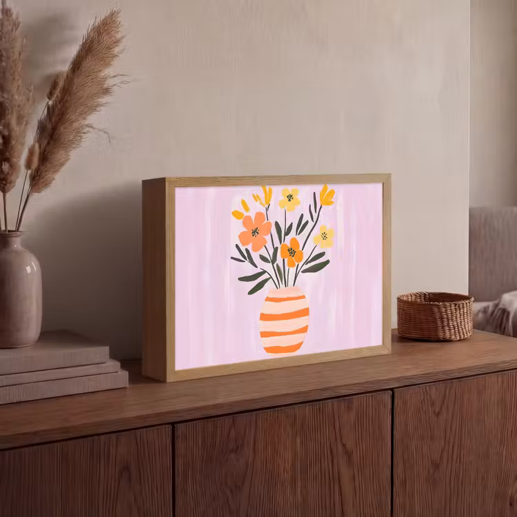 Lightbox - Wandlamp - Vaas - Gestreept - Bloemen - Oranje — 4