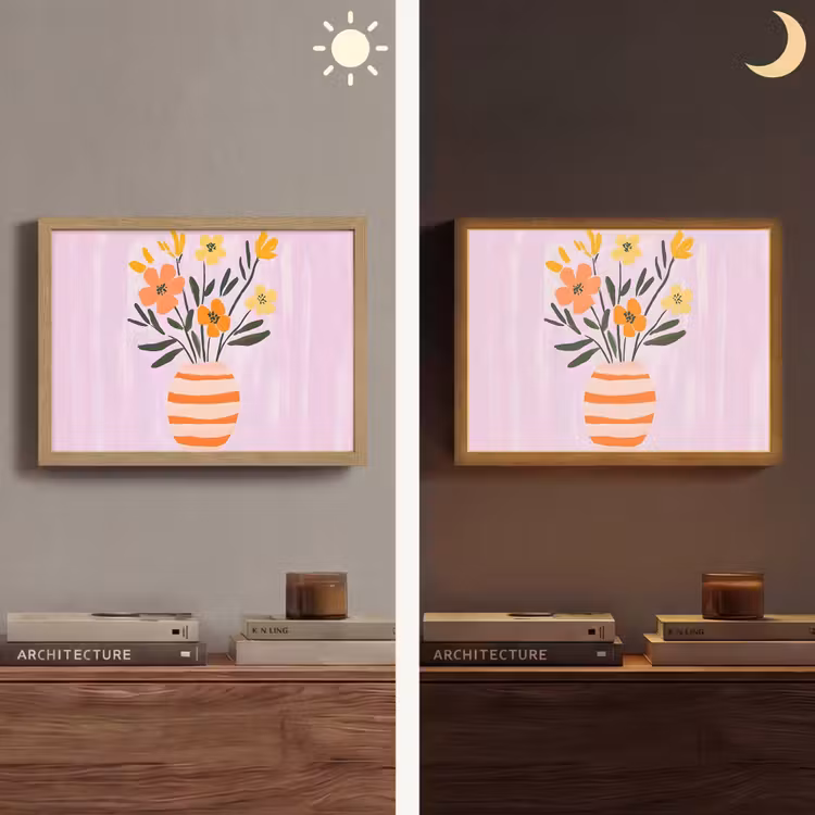 Lightbox - Wandlamp - Vaas - Gestreept - Bloemen - Oranje — 6