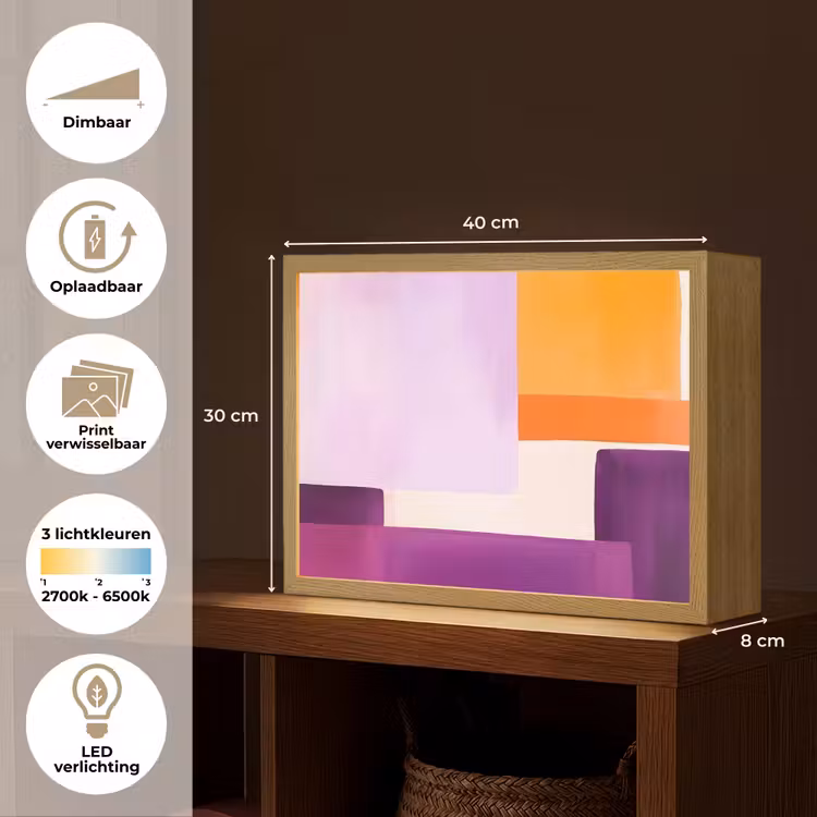Lightbox - Wandlamp - Vlakken - Abstract - Rechthoekig - Oranje — 10
