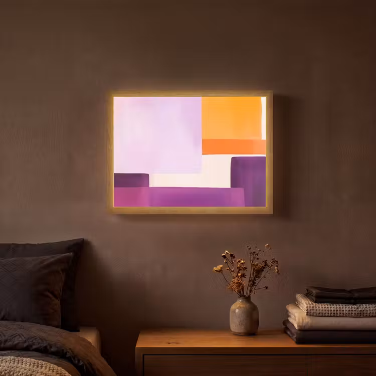 Lightbox - Wandlamp - Vlakken - Abstract - Rechthoekig - Oranje — 3
