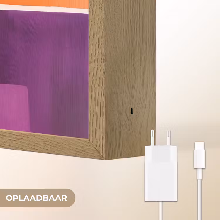 Lightbox - Wandlamp - Vlakken - Abstract - Rechthoekig - Oranje — 7
