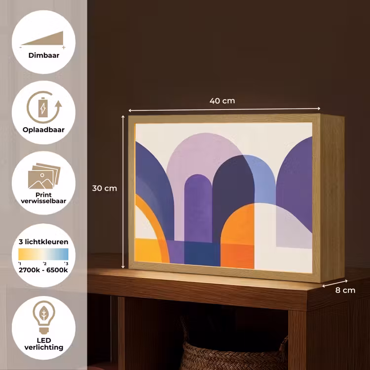Lightbox - Wandlamp - Vormen - Abstract - Grafisch - Oranje — 10