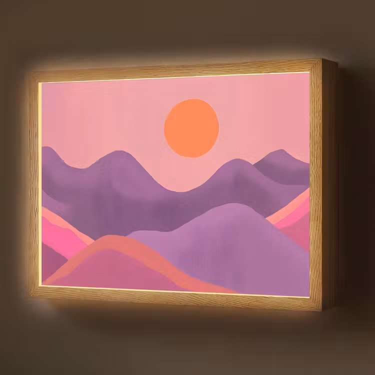Lightbox - Wandlamp - Zon - Heuvels - Paars - Abstract — 1