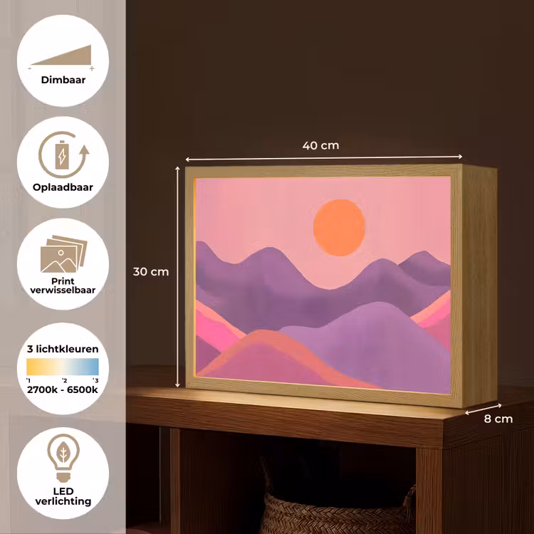 Lightbox - Wandlamp - Zon - Heuvels - Paars - Abstract — 10