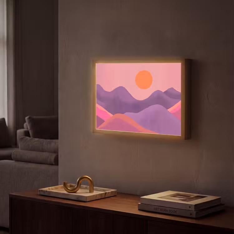 Lightbox - Wandlamp - Zon - Heuvels - Paars - Abstract — 2