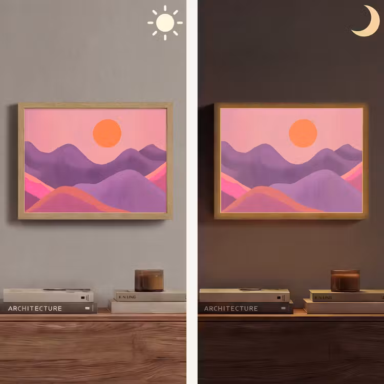 Lightbox - Wandlamp - Zon - Heuvels - Paars - Abstract — 6