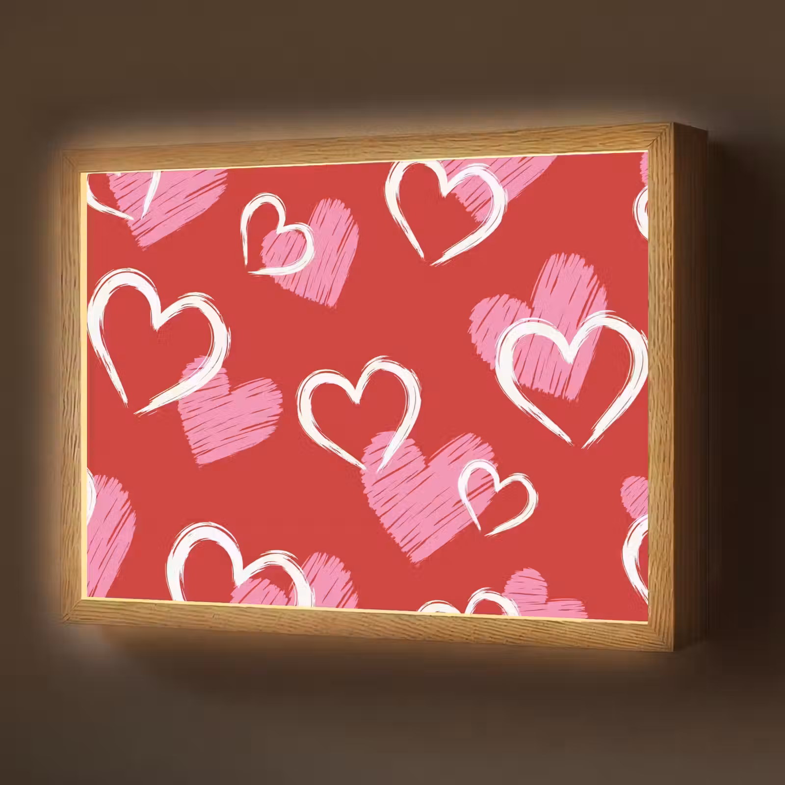 Lightbox - Wandlamp - Patroon - Hartjes - Roze - Valentijn — 1