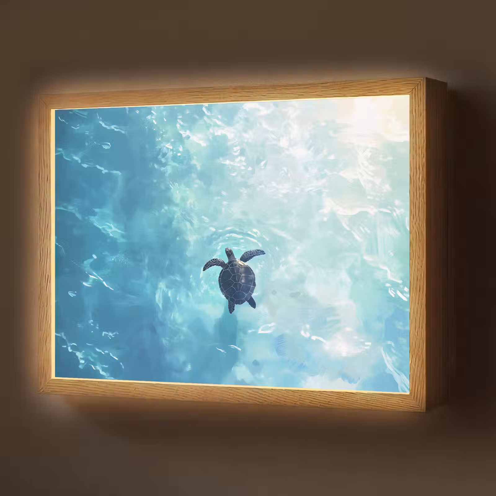 Lightbox - Wandlamp - Schildpad - Zee - Blauw - Schittering — 1