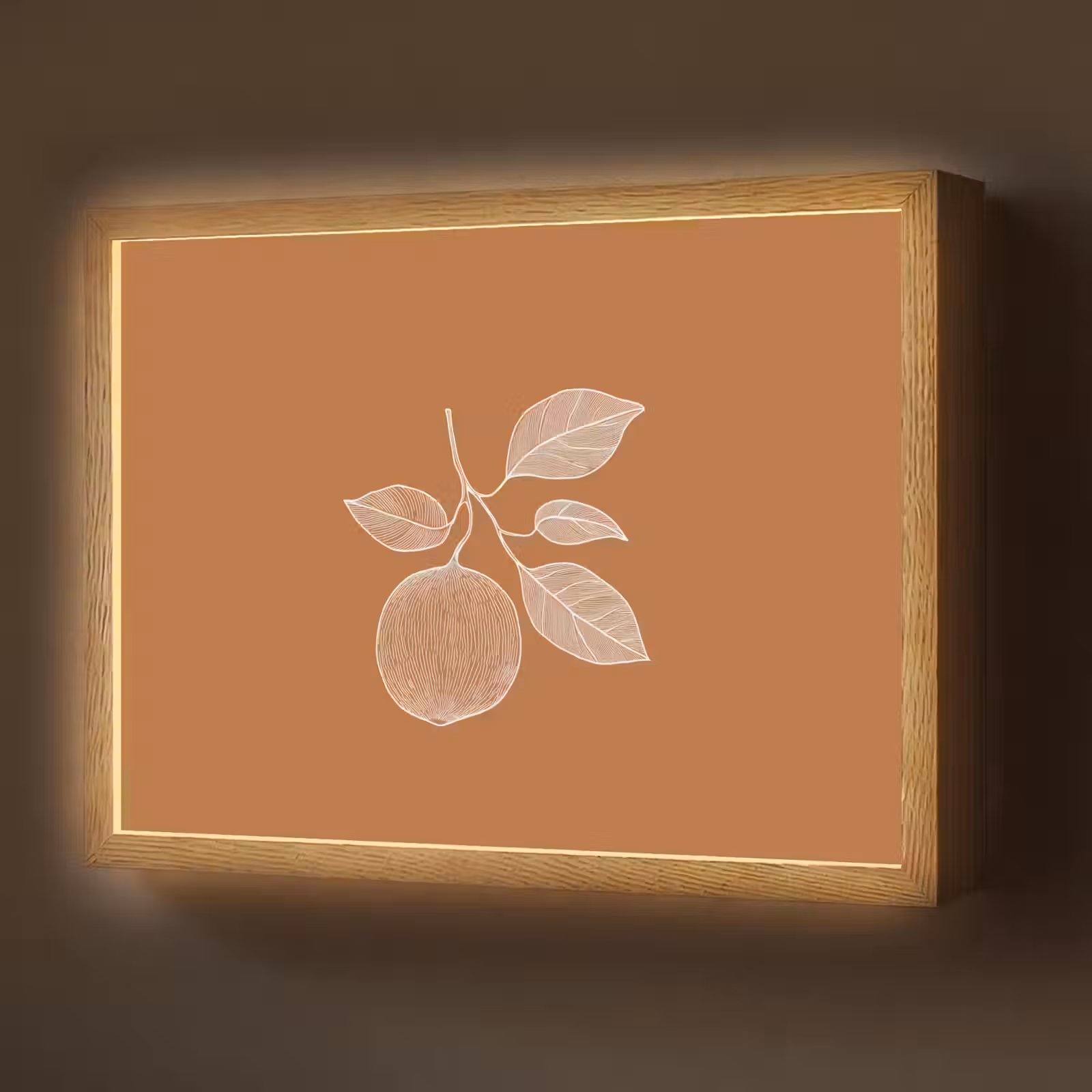 Lightbox - Wandlamp - Sinaasappel - Getekend - Bladeren - Bruin — 1