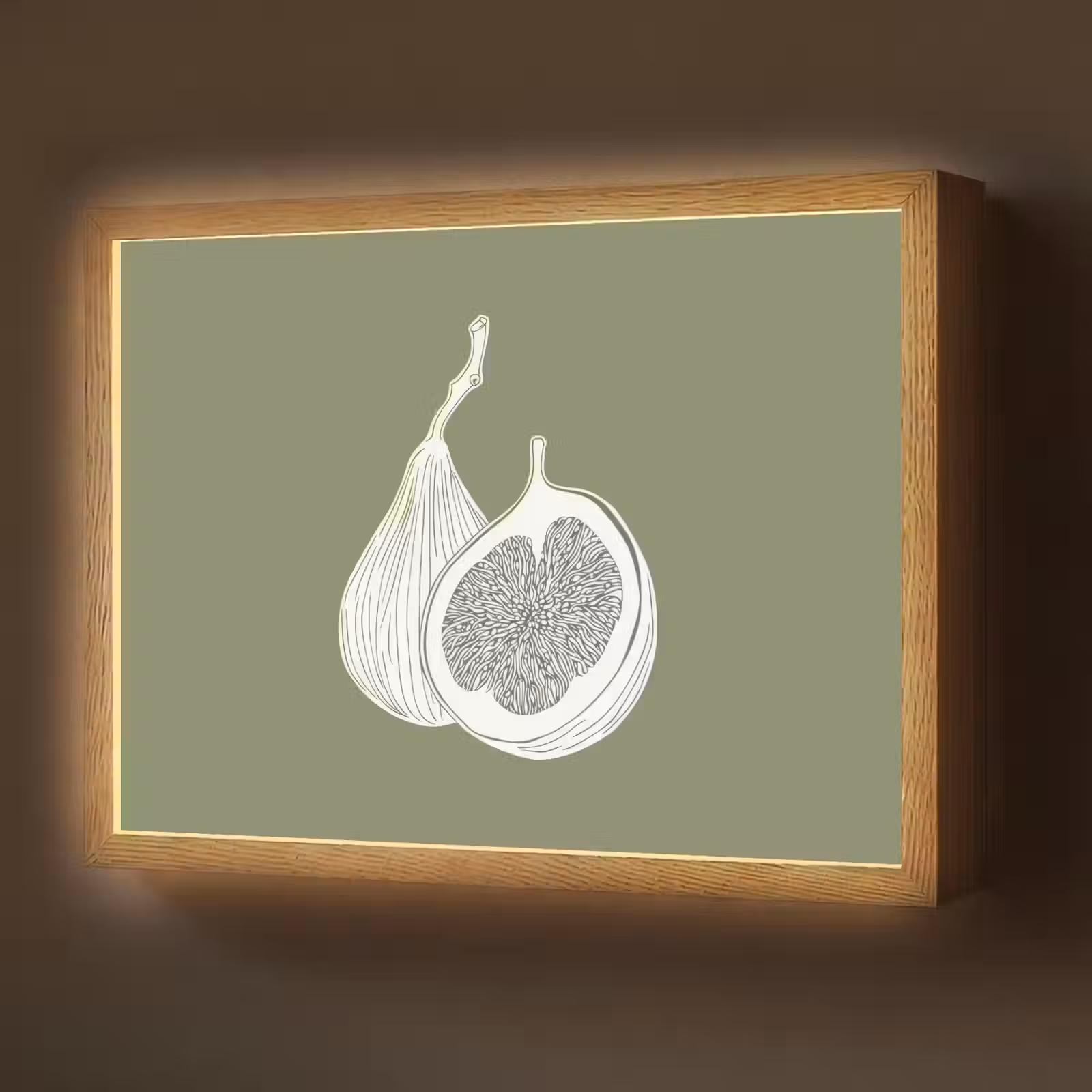Lightbox - Wandlamp - Vijgen - Minimalistisch - Getekend - Mosgroen — 1