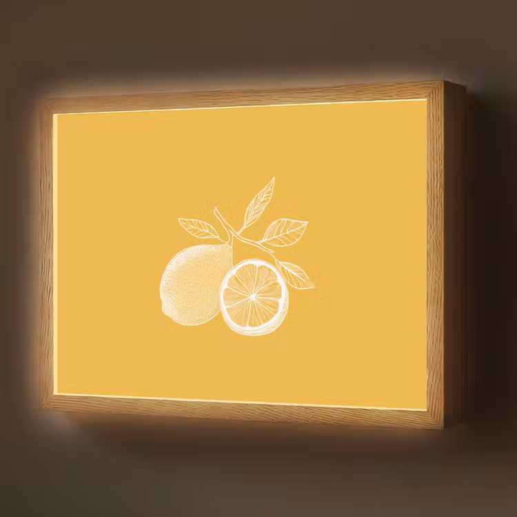 Lightbox - Wandlamp - Citroenen - Illustratie - Minimalistisch - Geel — 1