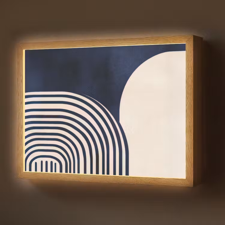 Lightbox - Wandlamp - Donkerblauw - Abstract - Lijnen — 1