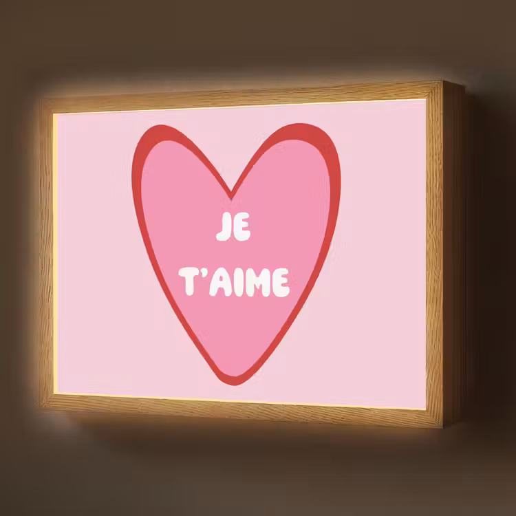 Lightbox - Wandlamp - Hart - Frans - Valentijn - Roze — 1