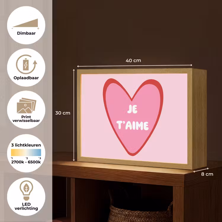 Lightbox - Wandlamp - Hart - Frans - Valentijn - Roze — 10