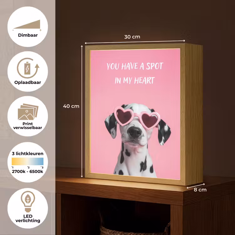 Lightbox - Wandlamp - Hartjes - Hond - Valentijn - Roze — 9