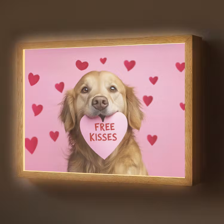 Lightbox - Wandlamp - Hond - Kiss- Valentijn - Hartjes — 1