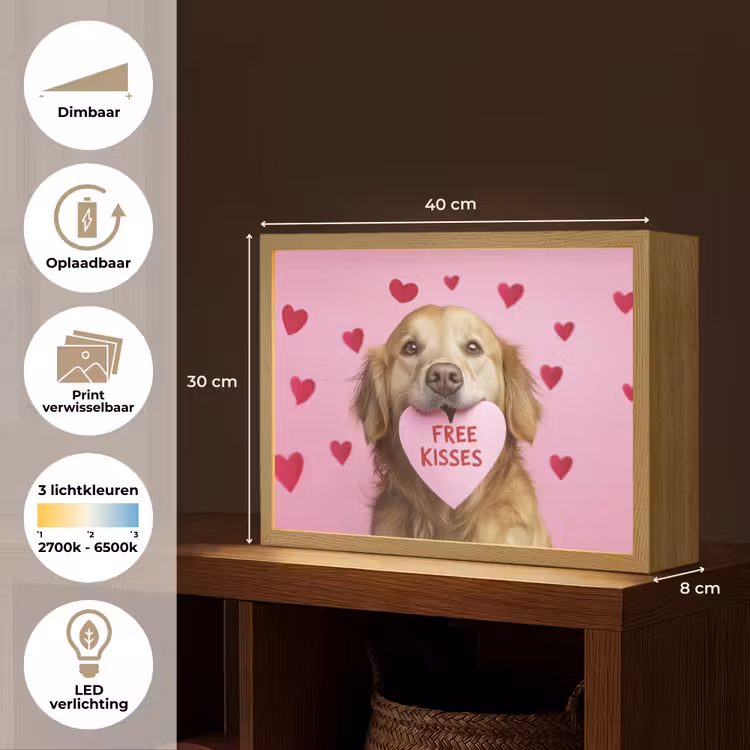 Lightbox - Wandlamp - Hond - Kiss- Valentijn - Hartjes — 10