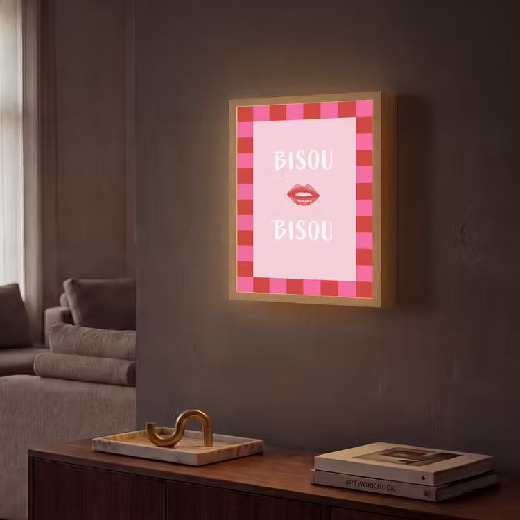 Lightbox - Wandlamp - Kiss - Roze - Frans - Valentijn — 2