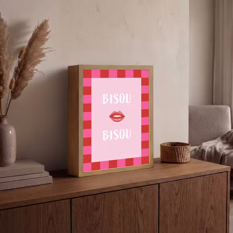 Lightbox - Wandlamp - Kiss - Roze - Frans - Valentijn — 4