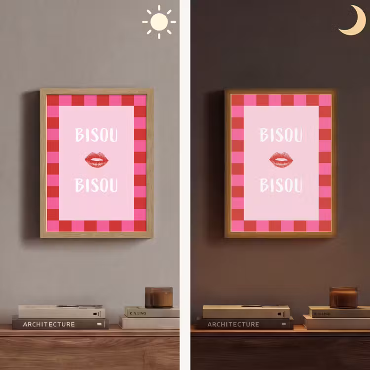 Lightbox - Wandlamp - Kiss - Roze - Frans - Valentijn — 5