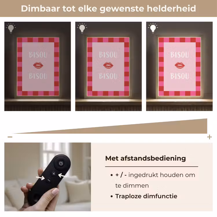 Lightbox - Wandlamp - Kiss - Roze - Frans - Valentijn — 8