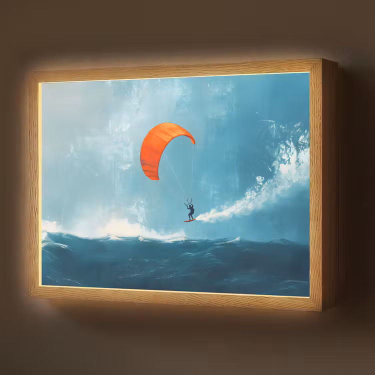 Lightbox - Wandlamp - Kitesurfer - Oranje - Zee - Lucht — 1