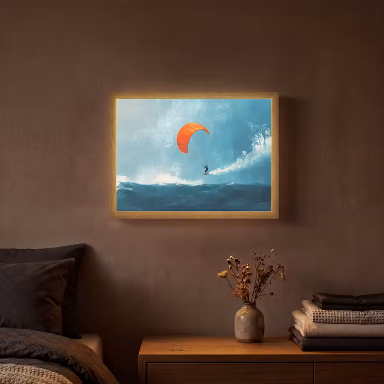 Lightbox - Wandlamp - Kitesurfer - Oranje - Zee - Lucht — 3
