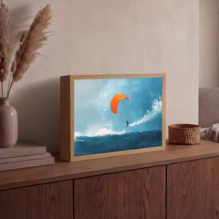 Lightbox - Wandlamp - Kitesurfer - Oranje - Zee - Lucht — 4