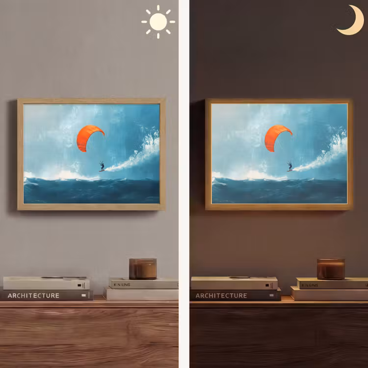 Lightbox - Wandlamp - Kitesurfer - Oranje - Zee - Lucht — 6