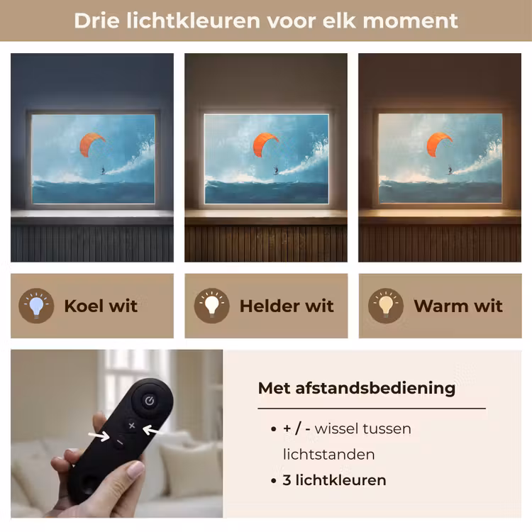 Lightbox - Wandlamp - Kitesurfer - Oranje - Zee - Lucht — 8