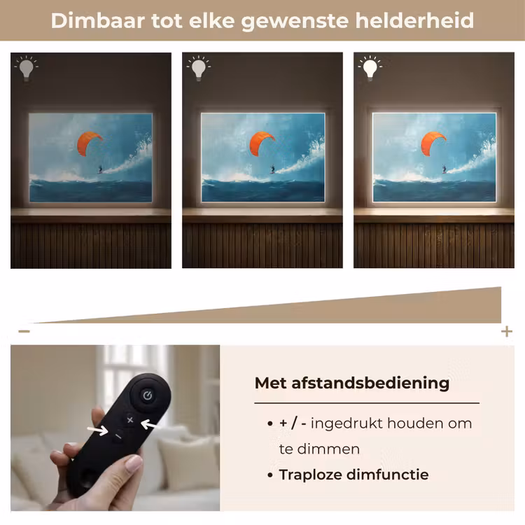 Lightbox - Wandlamp - Kitesurfer - Oranje - Zee - Lucht — 9