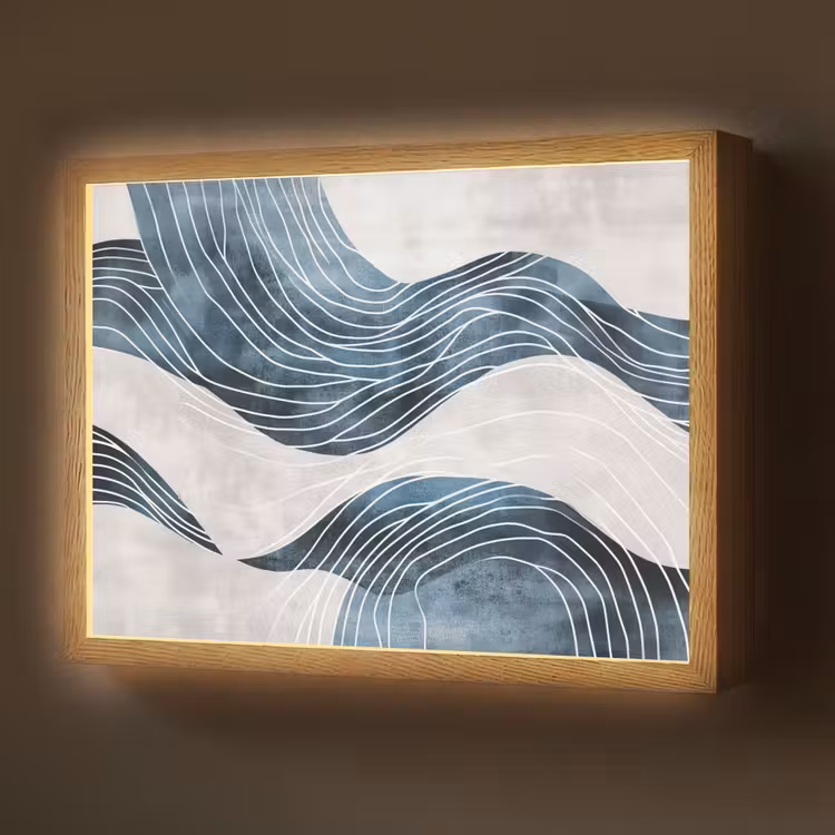 Lightbox - Wandlamp - Lijnen - Golven - Abstract - Blauw — 1