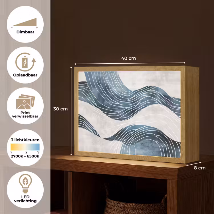 Lightbox - Wandlamp - Lijnen - Golven - Abstract - Blauw — 10