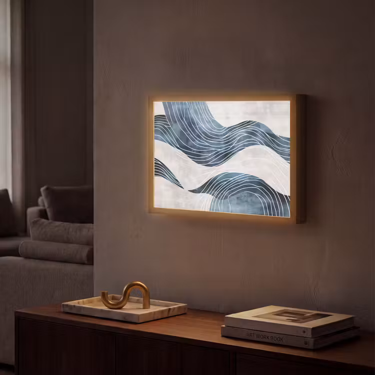 Lightbox - Wandlamp - Lijnen - Golven - Abstract - Blauw — 2