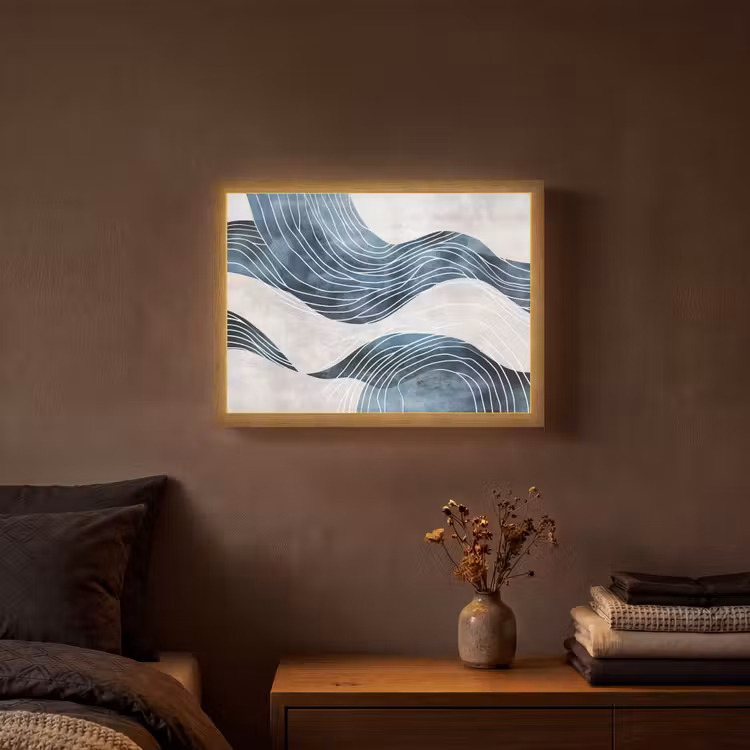 Lightbox - Wandlamp - Lijnen - Golven - Abstract - Blauw — 3