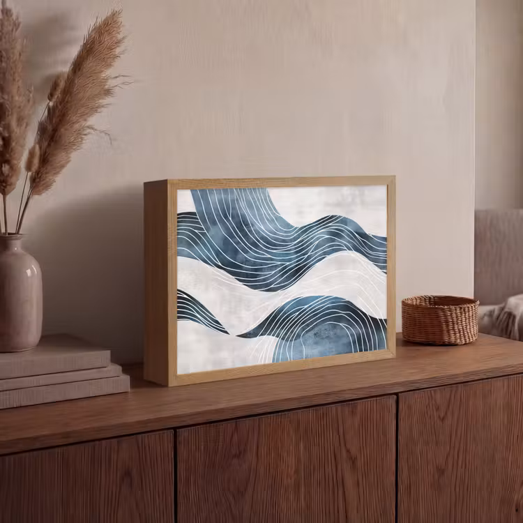 Lightbox - Wandlamp - Lijnen - Golven - Abstract - Blauw — 4