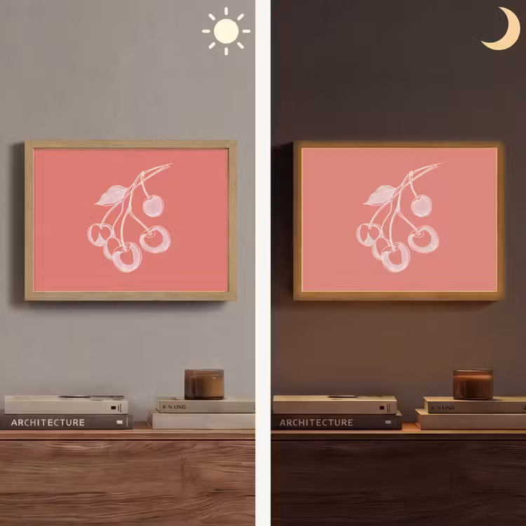 Lightbox - Wandlamp - Lijnillustratie - Kersen - Tak - Wit — 6