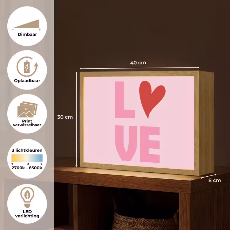 Lightbox - Wandlamp - Love - Roze - Hart - Valentijn — 10