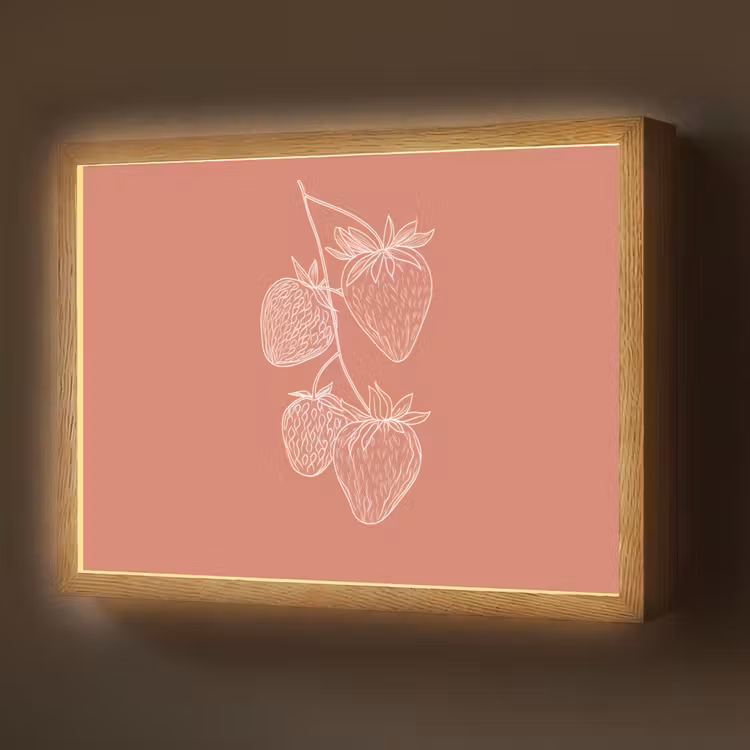Lightbox - Wandlamp - Minimalistisch - Illustratie - Aardbei - Tak — 1