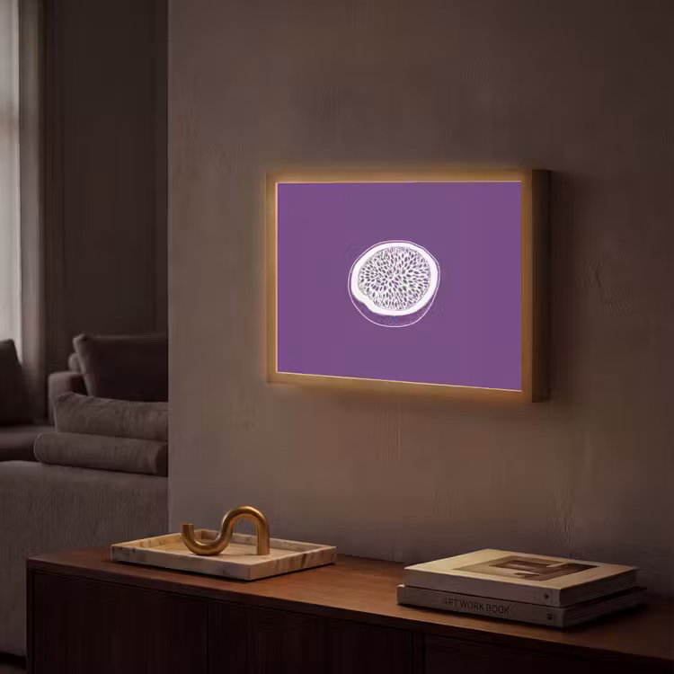 Lightbox - Wandlamp - Passievrucht - Zaadjes - Paars - Minimalistisch — 2